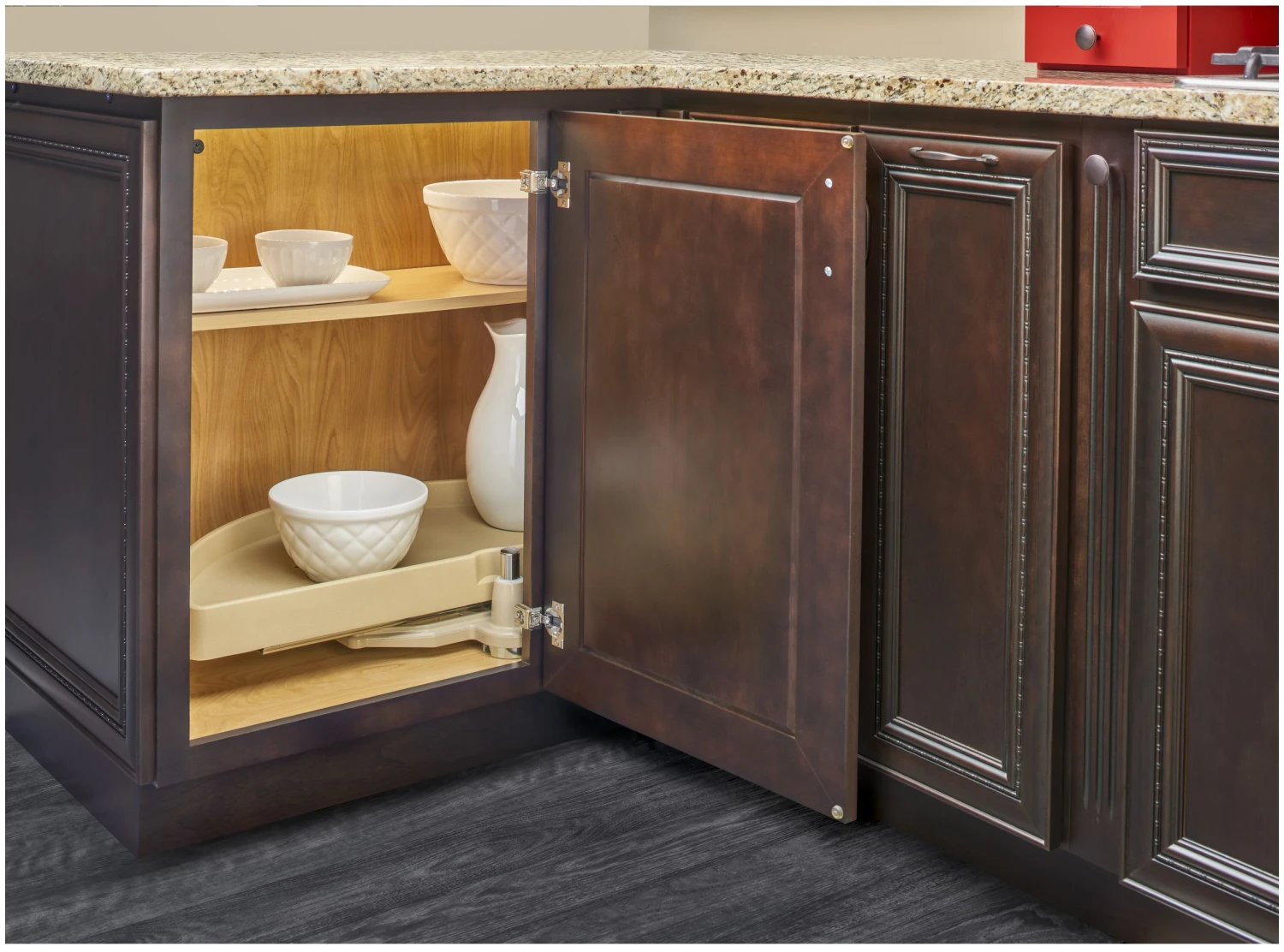 Rev-A-Shelf RAS Polymer 31 Inch Half Moon Shaped Pivoting Single Lazy Susan Shelf With Pivot And Slide Hardware Almond 7 Rev-A-Shelf RAS Polymer 31 Inch Half Moon Shaped Pivoting Single Lazy Susan Shelf With Pivot And Slide Hardware Almond - Image 5