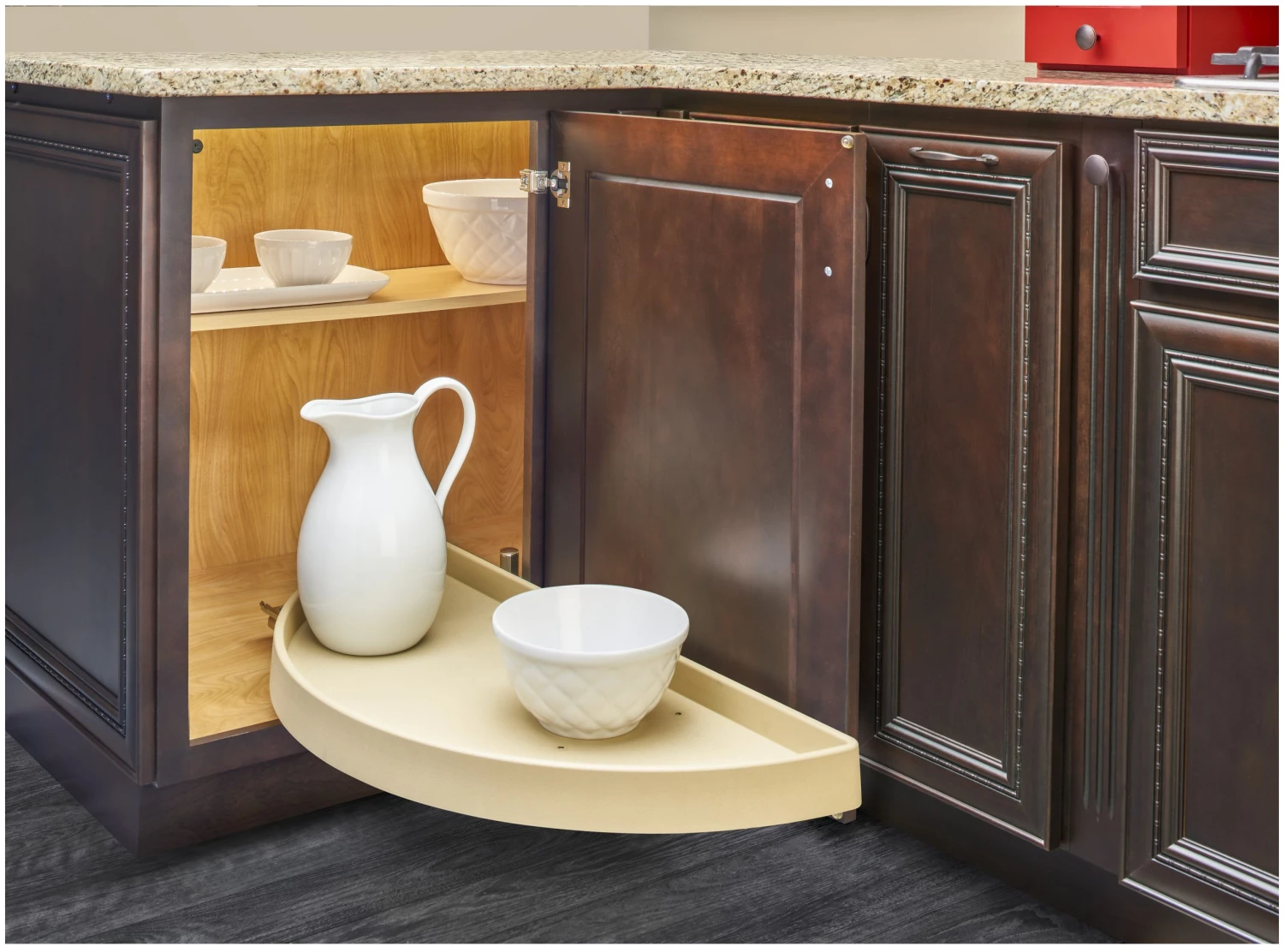 Rev-A-Shelf RAS Polymer 31 Inch Half Moon Shaped Pivoting Single Lazy Susan Shelf With Pivot And Slide Hardware Almond 9 Rev-A-Shelf RAS Polymer 31 Inch Half Moon Shaped Pivoting Single Lazy Susan Shelf With Pivot And Slide Hardware Almond - Image 7