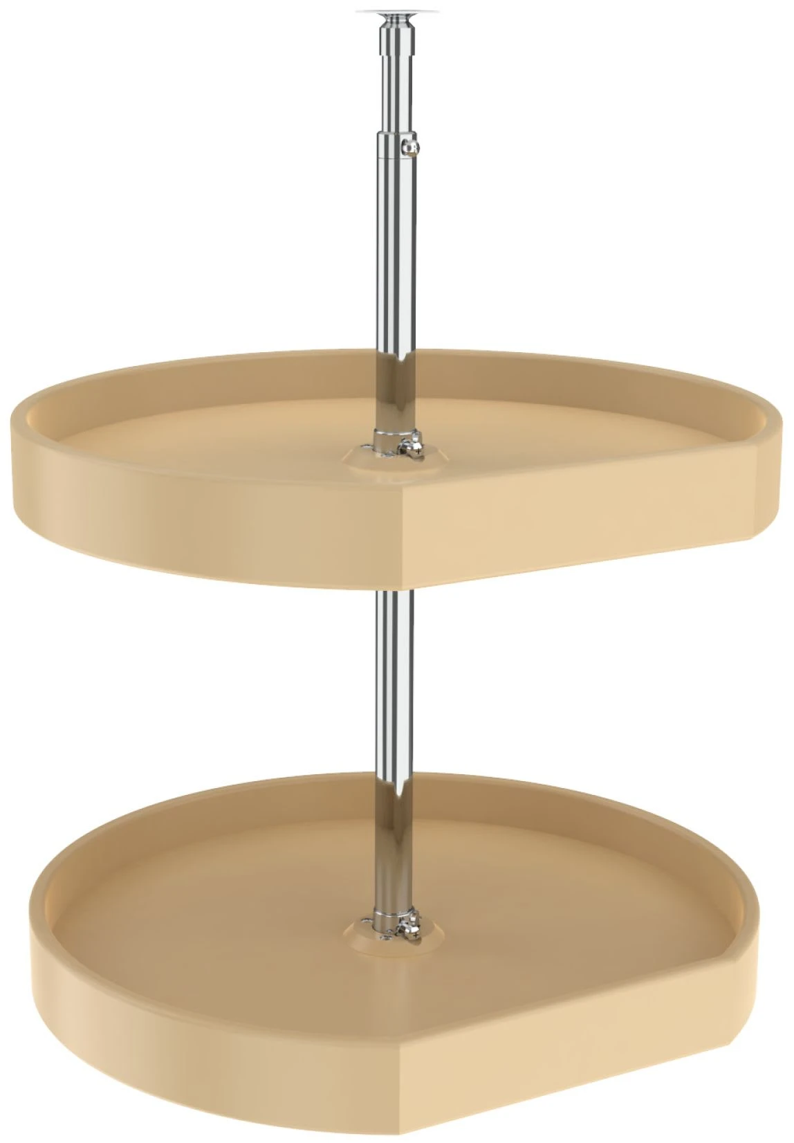 Rev-A-Shelf RAS Polymer 20 Inch D-Shaped 2 Shelf Lazy Susan Set With Adjustable 24-31 Inch Shaft Almond 3 Rev-A-Shelf RAS Polymer 20 Inch D-Shaped 2 Shelf Lazy Susan Set With Adjustable 24-31 Inch Shaft Almond