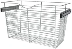 Rev-A-Shelf CB Series 30 X 14 Inch Pull Out Cabinet Organizer Basket For 18-1/2 Inch High Cabinets Satin Nickel -Cabinet Hardware Store rev a shelf cb 301418cr 1 531885
