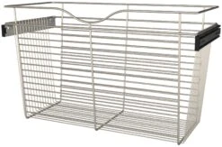 Rev-A-Shelf CB Series 30 X 14 Inch Pull Out Cabinet Organizer Basket For 18-1/2 Inch High Cabinets Satin Nickel