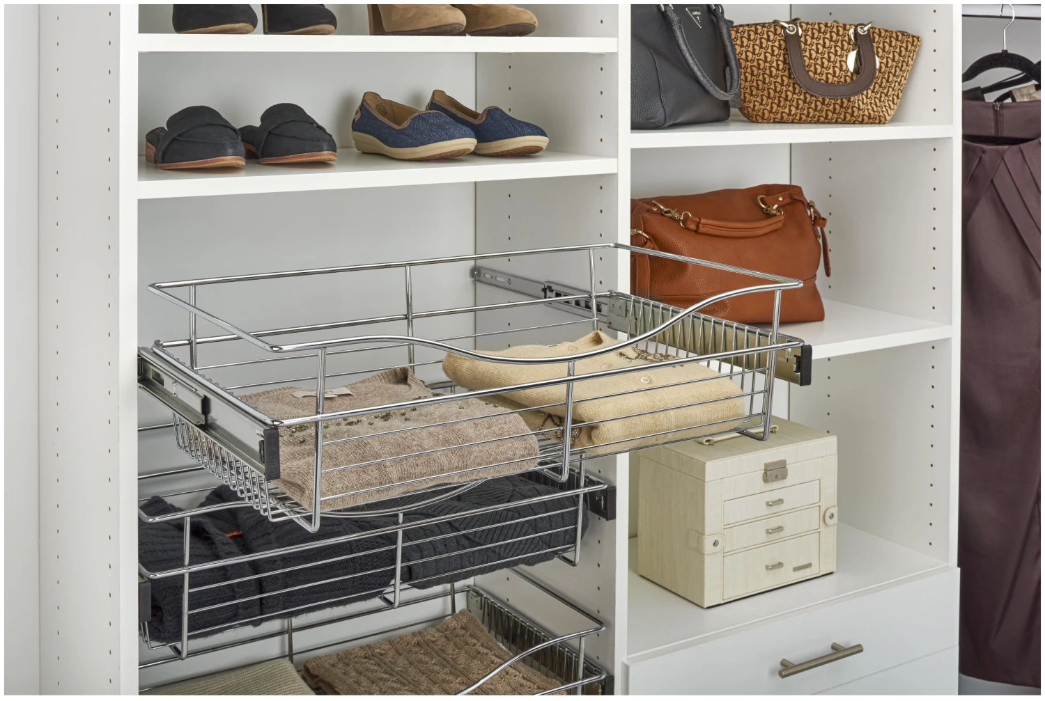 Rev-A-Shelf CB Series 30 X 16 Inch Pull Out Cabinet Organizer Basket For 11-1/2 Inch High Cabinets Satin Nickel 6 Rev-A-Shelf CB Series 30 X 16 Inch Pull Out Cabinet Organizer Basket For 11-1/2 Inch High Cabinets Satin Nickel - Image 4