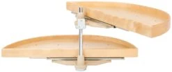 Rev-A-Shelf Lazy Daisy Natural Wood 35 Inch Half Moon Shaped Pivoting 2 Shelf Lazy Susan Set With Pivot And Slide Hardware