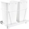 Rev-A-Shelf RV Series Bottom Mount Double Bin Trash Can With Full-Extension Slides - 27 Quart Capacity White -Cabinet Hardware Store rev a shelf rv 15pb 2 s 531885
