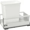 Rev-A-Shelf TWCSC Series TANDEMBOX Bottom Mount Single Bin Trash Can With Rear Storage And Soft Close For 15 Inch Cabinets- 35 Quart Capacity White