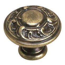 Richelieu 1-3/8 Inch Mushroom Cabinet Knob Burnished Brass