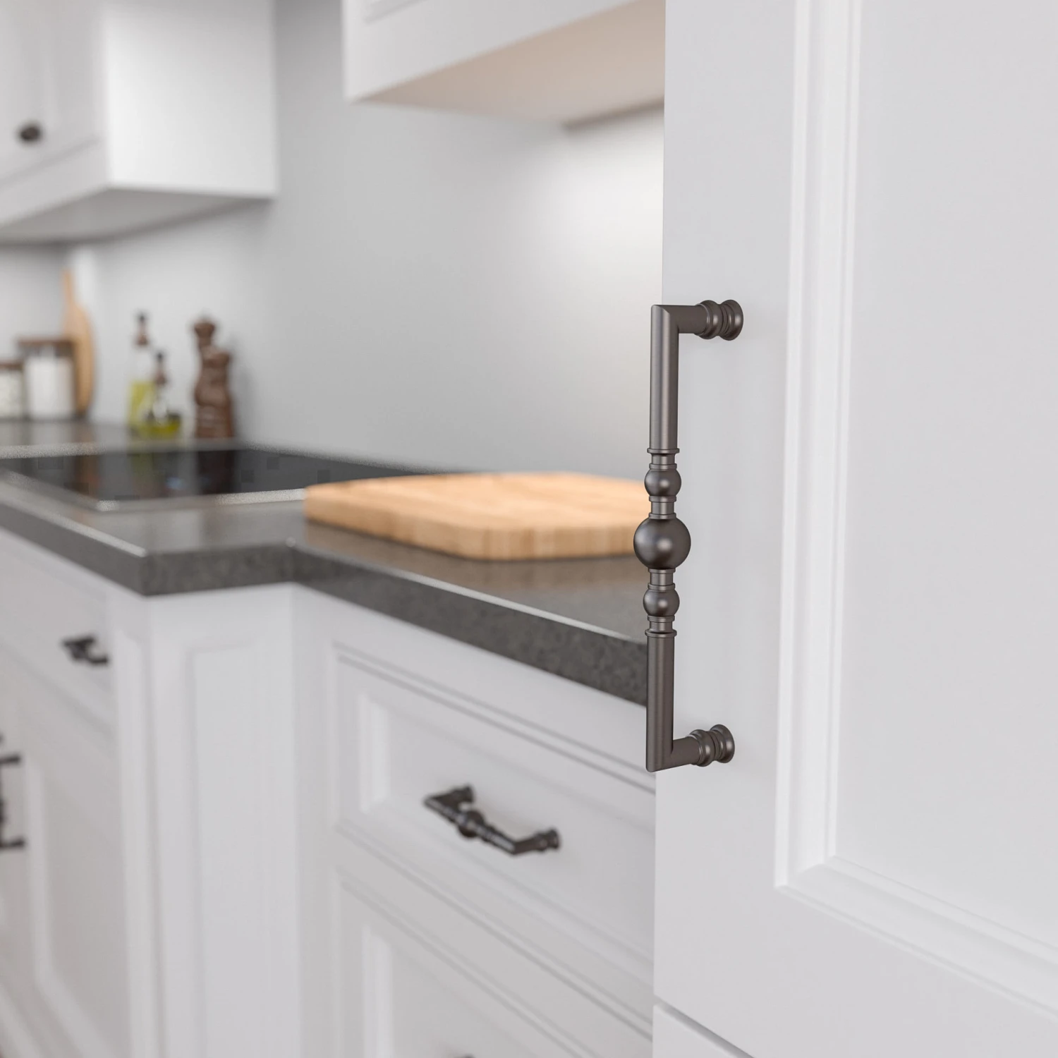 Richelieu 7-9/16 Inch Center To Center Handle Cabinet Pull Brushed Nickel 6 Richelieu 7-9/16 Inch Center To Center Handle Cabinet Pull Brushed Nickel - Image 4