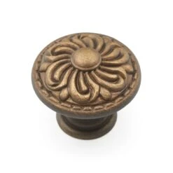RK International Augustine 1 3/8" (1.375") Traditional Flower Mold Solid Brass Cabinet Knob / Drawer Knob Polished Nickel -Cabinet Hardware Store rk international ck 120 ae 8341638