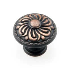 RK International Augustine 1 3/8" (1.375") Traditional Flower Mold Solid Brass Cabinet Knob / Drawer Knob Polished Nickel -Cabinet Hardware Store rk international ck 120 vb 8341638