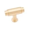 RK International Cylinder 1 5/8" Modern Industrial T Bar Solid Brass Cabinet Knob / Drawer Pull Satin Brass