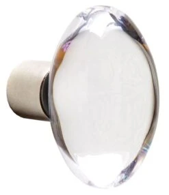 Rocky Mountain 1" X 1-3/4" Oval Crystal Cabinet Knob White Bronze Brushed
