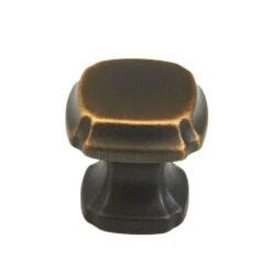 Schaub And Company Empire 1-3/8" Traditional Scalloped Edge Square Cabinet Knob / Drawer Knob Ancient Bronze