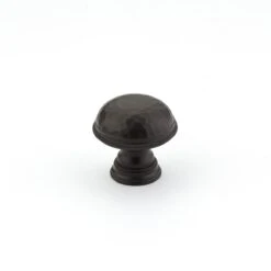 Schaub And Company Atherton 1-1/4" Solid Brass Hammered Texture Round Cabinet Knob With Knurled Rim Oil Rubbed Bronze