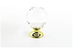 Schaub And Company Stargaze 1-1/8" Faceted Crystal Cabinet Knob With Solid Brass Base Polished Brass