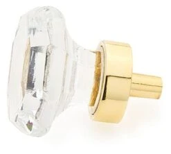Schaub And Company Stargaze 1-1/4" Traditional Vintage Crystal Mini Cabinet Knob With Solid Brass Base Polished Brass
