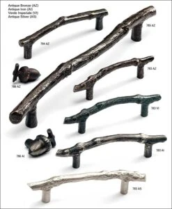 Schaub And Company Mountain 12" Center To Center Rustic Lodge Branch Handle Appliance Pull - Made In Italy - Solid Bronze Italian Nickel -Cabinet Hardware Store schaub and company 785 bronze mountain col 18 1