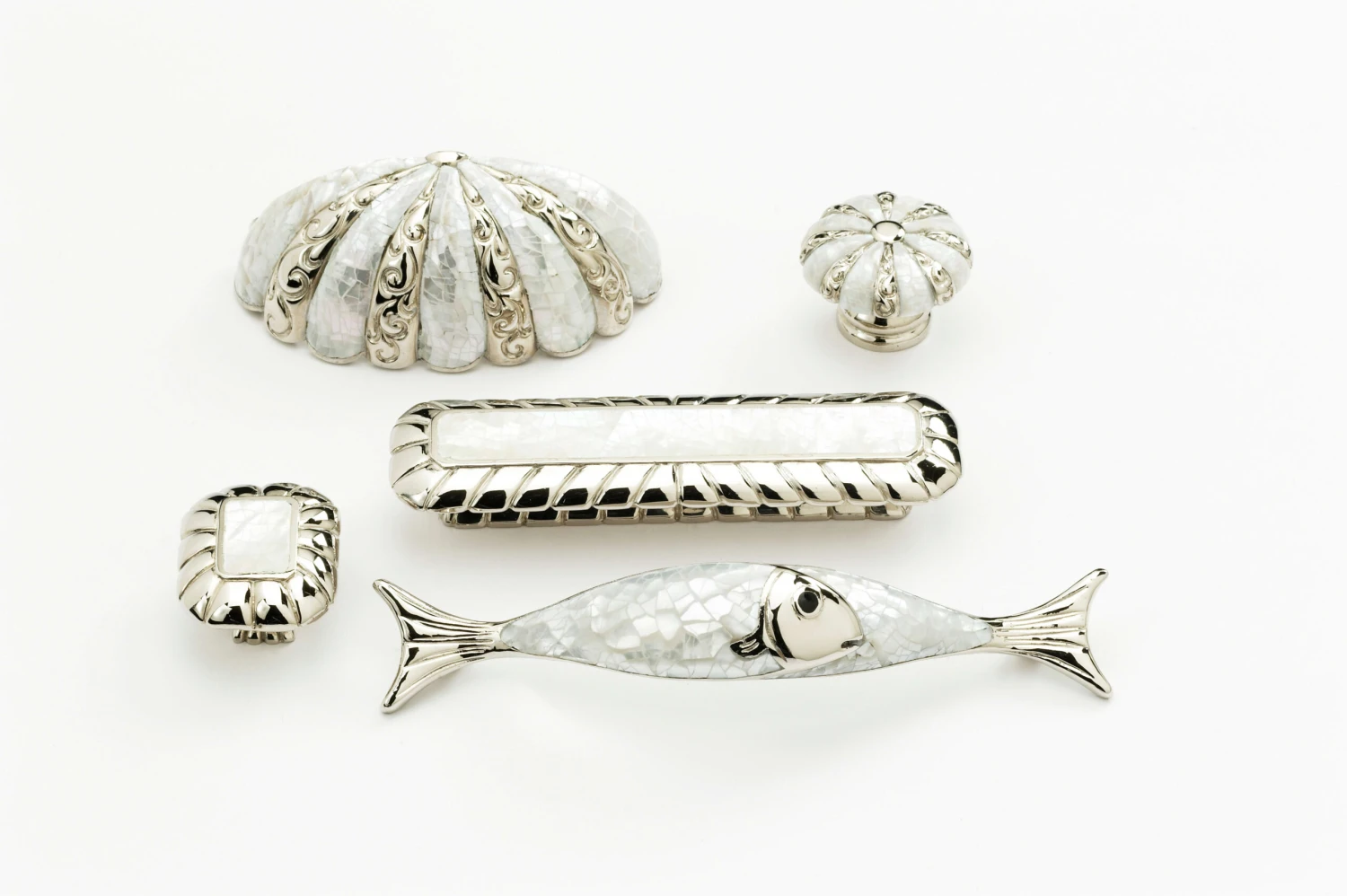 Schaub And Company Symphony 1-3/8" Designer Luxury Round Solid Brass Cabinet Knob With Shell Inlays Penshell 4 Schaub And Company Symphony 1-3/8" Designer Luxury Round Solid Brass Cabinet Knob With Shell Inlays Penshell - Image 2