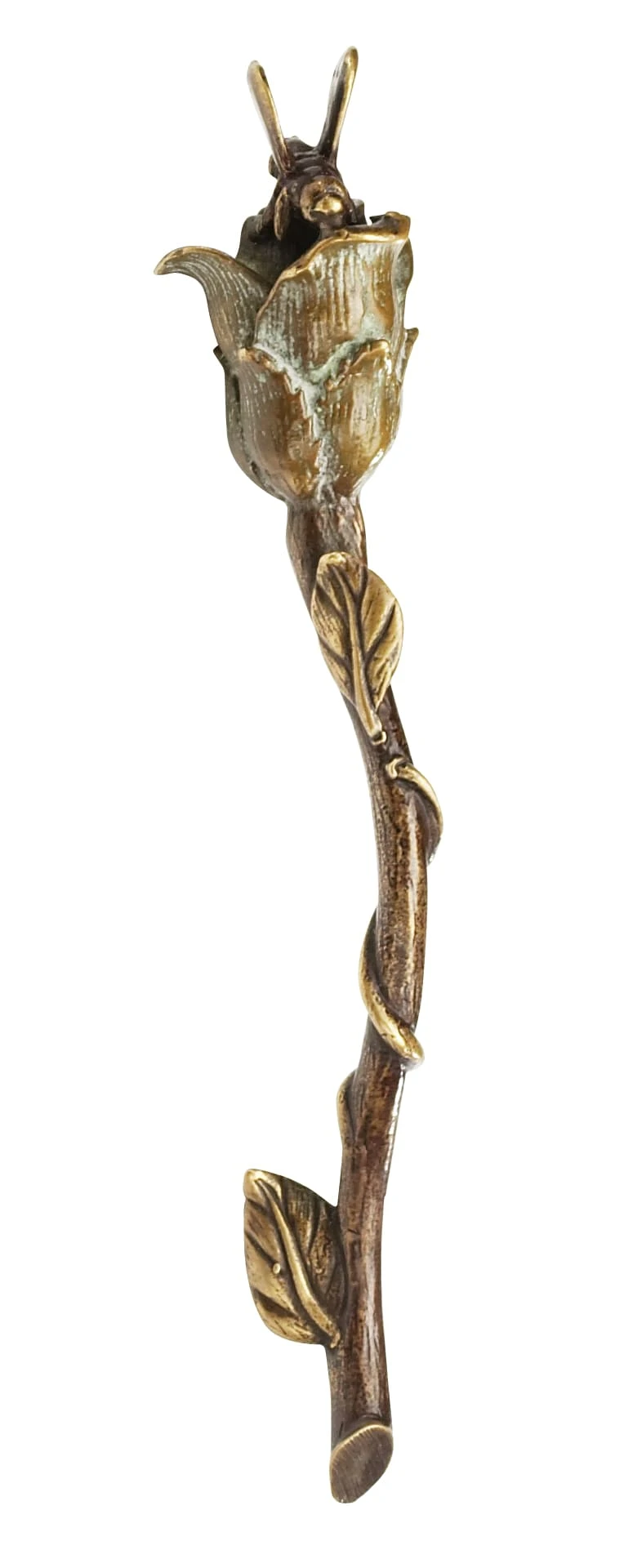 Schaub And Company Nature 3-3/4" Center To Center Solid Brass Rustic Designer Floral Long Stem Rose Cabinet Pull Drawer Pull - "Bee On A Rose" Pompeian Bronze 4 Schaub And Company Nature 3-3/4" Center To Center Solid Brass Rustic Designer Floral Long Stem Rose Cabinet Pull Drawer Pull - "Bee On A Rose" Pompeian Bronze - Image 2