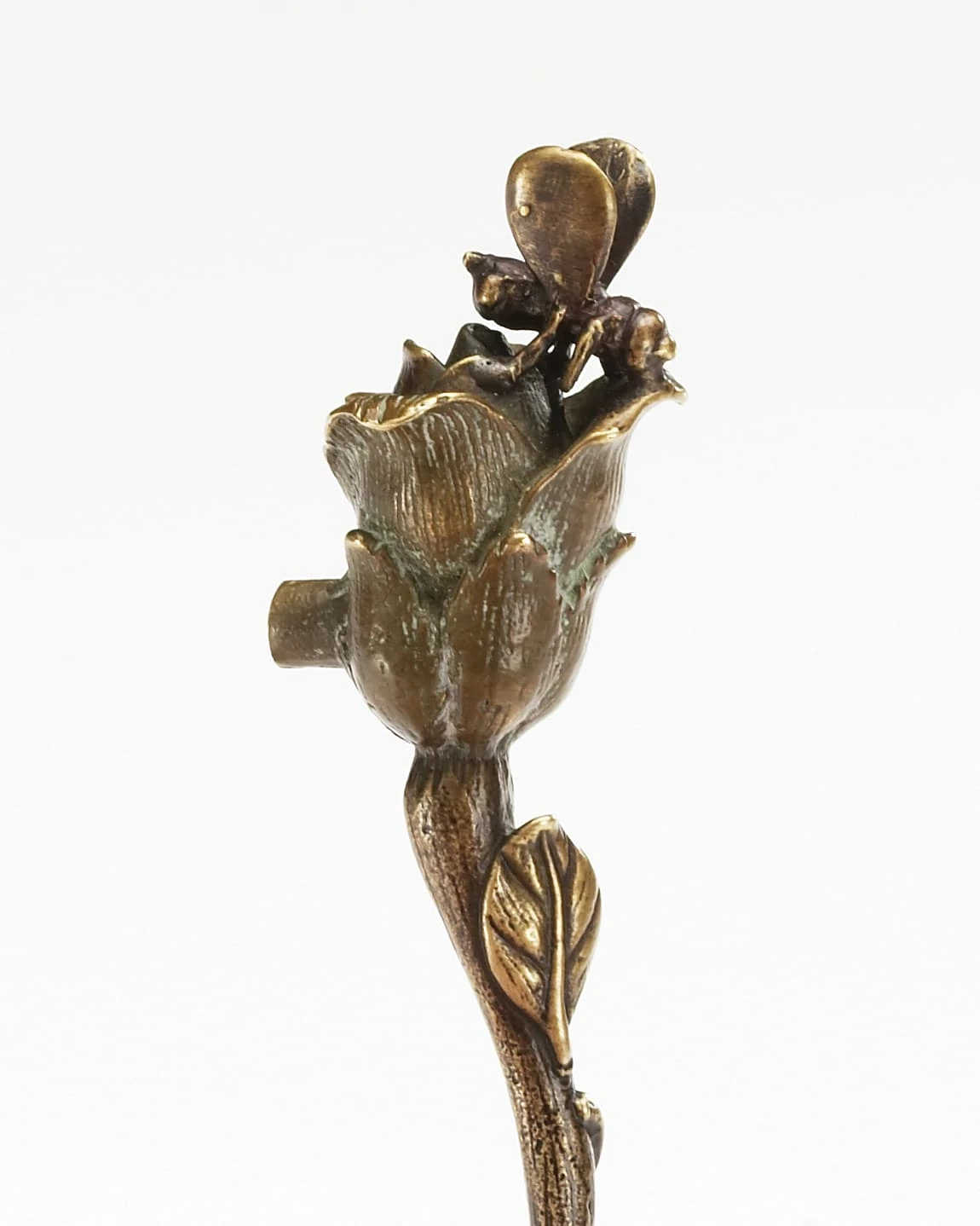 Schaub And Company Nature 3-3/4" Center To Center Solid Brass Rustic Designer Floral Long Stem Rose Cabinet Pull Drawer Pull - "Bee On A Rose" Pompeian Bronze 5 Schaub And Company Nature 3-3/4" Center To Center Solid Brass Rustic Designer Floral Long Stem Rose Cabinet Pull Drawer Pull - "Bee On A Rose" Pompeian Bronze - Image 3