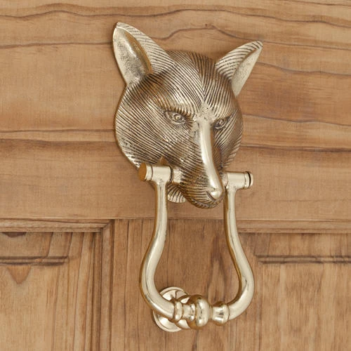 Signature Hardware Fox 8-1/2 Inch Tall Solid Brass Door Knocker Brushed Nickel 5 Signature Hardware Fox 8-1/2 Inch Tall Solid Brass Door Knocker Brushed Nickel - Image 3