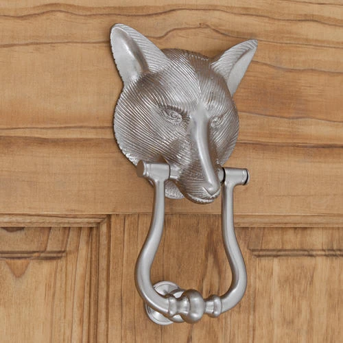 Signature Hardware Fox 8-1/2 Inch Tall Solid Brass Door Knocker Brushed Nickel 3 Signature Hardware Fox 8-1/2 Inch Tall Solid Brass Door Knocker Brushed Nickel