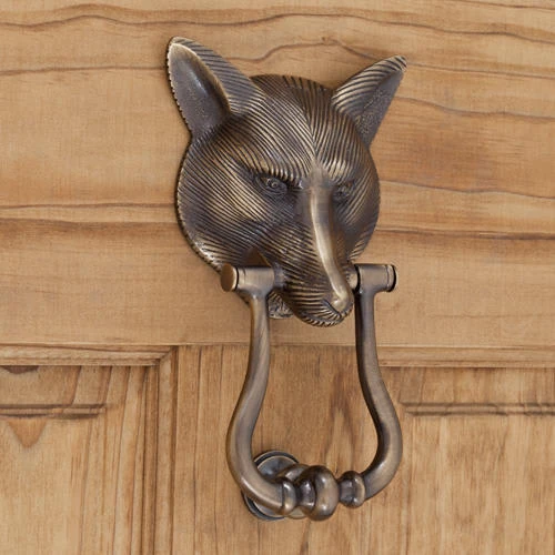 Signature Hardware Fox 8-1/2 Inch Tall Solid Brass Door Knocker Brushed Nickel 4 Signature Hardware Fox 8-1/2 Inch Tall Solid Brass Door Knocker Brushed Nickel - Image 2