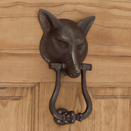 Signature Hardware 8-1/2" X 5" Solid Bronze Fox Door Knocker Dark Bronze 3 Signature Hardware 8-1/2" X 5" Solid Bronze Fox Door Knocker Dark Bronze