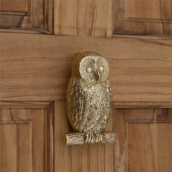 Signature Hardware Owl 5-1/4 Inch Tall Solid Brass Door Knocker Brushed Nickel -Cabinet Hardware Store signature hardware 325724 2100641