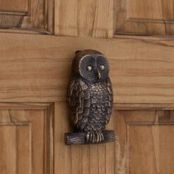 Signature Hardware Owl 5-1/4 Inch Tall Solid Brass Door Knocker Brushed Nickel -Cabinet Hardware Store signature hardware 325727 2100641