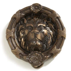 Signature Hardware 5-3/4" X 5-3/8" Felidae Lion Solid Brass Door Knocker Antique Brass