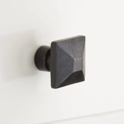 Signature Hardware Solid Bronze 1-1/4 Inch Square Cabinet Knob Bronze Patina
