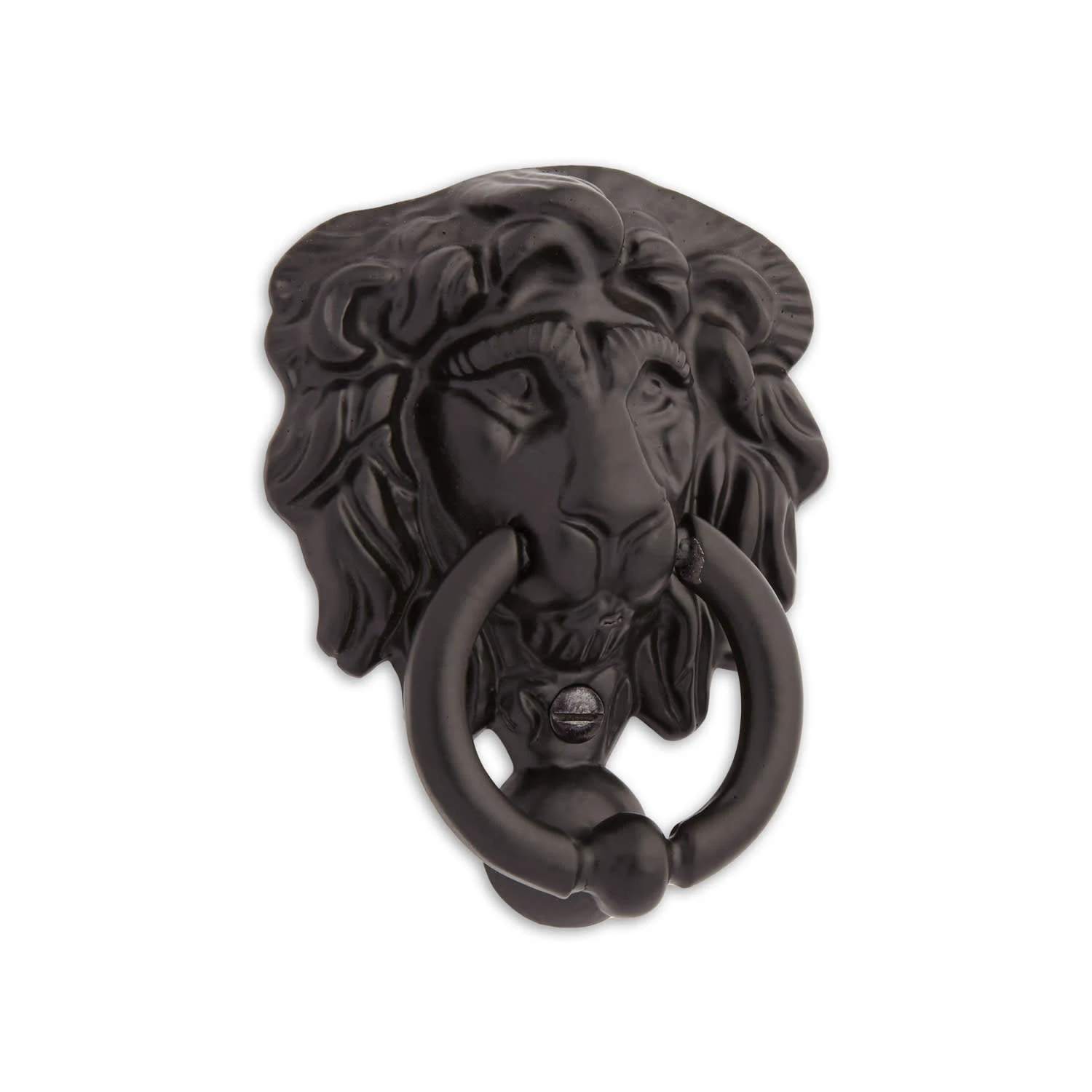 Signature Hardware 4" X 3-1/8" Small Iron Lion Door Knocker Beeswax Iron 4 Signature Hardware 4" X 3-1/8" Small Iron Lion Door Knocker Beeswax Iron - Image 2