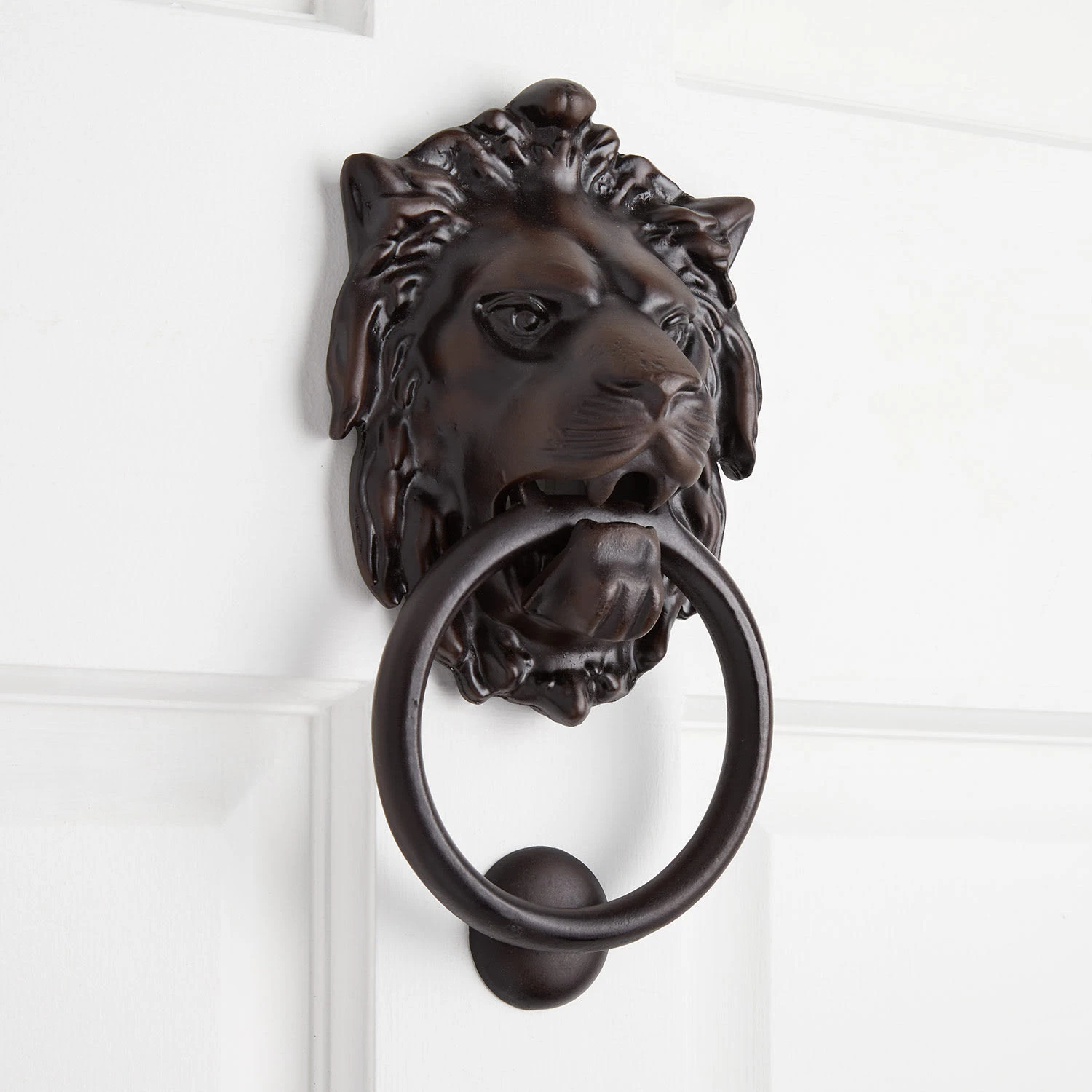 Signature Hardware 9-3/4" X 5-1/8" Large Iron Lion Door Knocker Bronze Patina 3 Signature Hardware 9-3/4" X 5-1/8" Large Iron Lion Door Knocker Bronze Patina