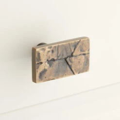 Signature Hardware Leaf Rectangular Cabinet Knob Antique Brass