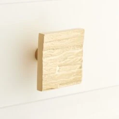 Signature Hardware Tree Bark Square Cabinet Knob Satin Brass