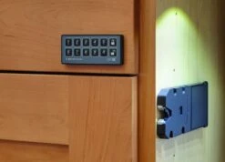 Hafele StealthLock Battery Powered Cabinet Lock Black -Cabinet Hardware Store stealthlock battery powered rf cabinet lock set 237.56.350 x01464531 0