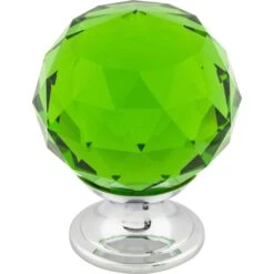 Top Knobs Green 1-3/8 Inch Round Cabinet Knob From The Crystal Collection Polished Chrome