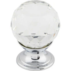 Top Knobs Clear 1-1/8 Inch Round Cabinet Knob From The Crystal Collection Polished Chrome