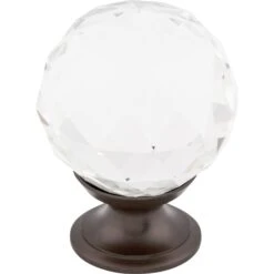 Top Knobs Clear 1-3/8 Inch Round Cabinet Knob From The Crystal Collection Oil Rubbed Bronze