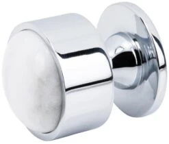 Vesta Fine Hardware FireSky Solid Brass 1-3/8" Round Designer Cabinet Knob With Carrara White Marble Stone Insert Polished Nickel -Cabinet Hardware Store vesta fine hardware v7553 alternate image 984