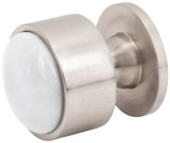 Vesta Fine Hardware FireSky Solid Brass 1-3/8" Round Designer Cabinet Knob With Carrara White Marble Stone Insert Polished Nickel -Cabinet Hardware Store vesta fine hardware v7553 alternate image 988