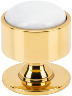 Vesta Fine Hardware FireSky Solid Brass 1-3/8" Round Designer Cabinet Knob With Carrara White Marble Stone Insert Polished Nickel -Cabinet Hardware Store vesta fine hardware v7553pb 2009546