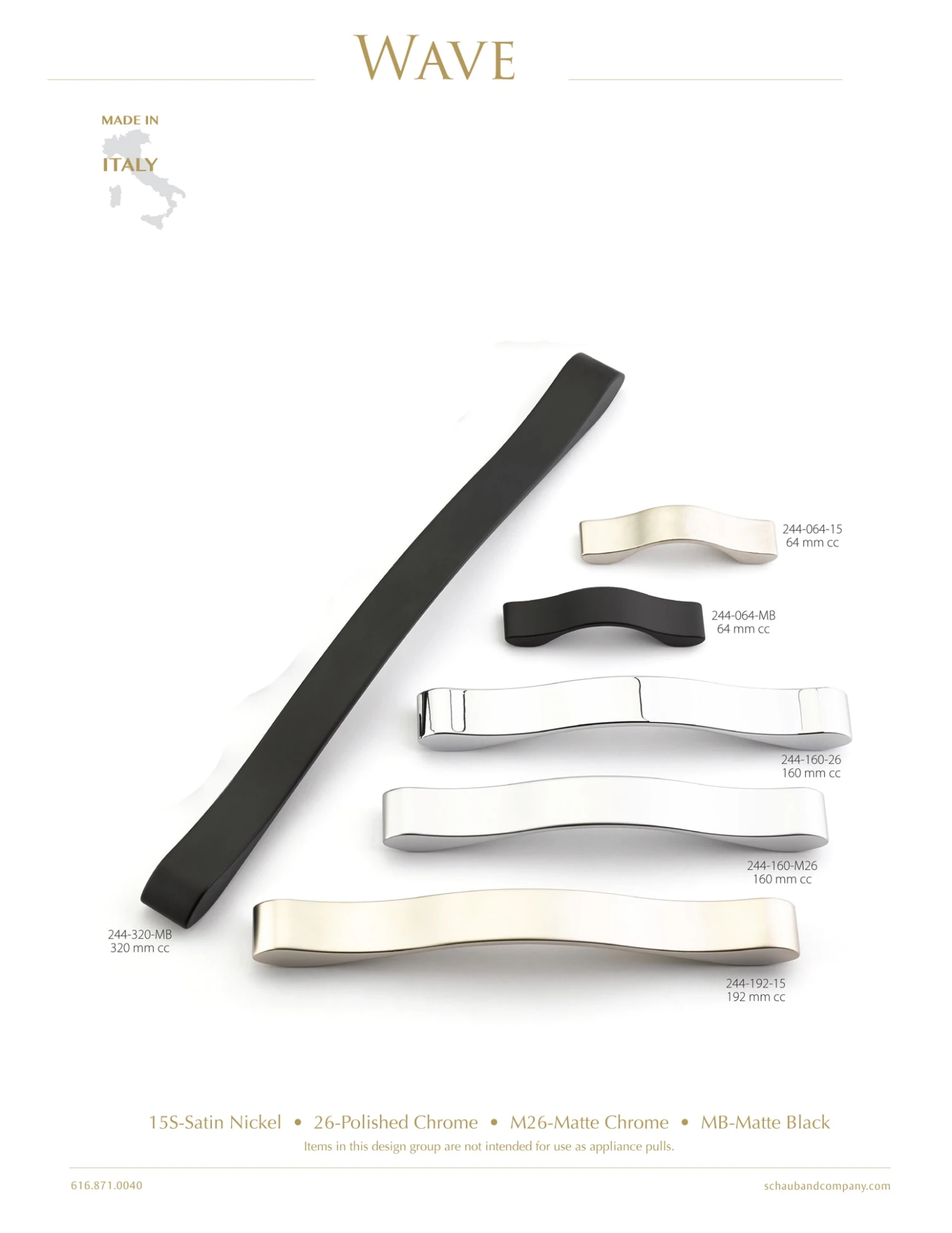 Schaub And Company Wave 2-1/2" Center To Center Contemporary Elegant Cabinet Handle Pull Matte Chrome 4 Schaub And Company Wave 2-1/2" Center To Center Contemporary Elegant Cabinet Handle Pull Matte Chrome - Image 2